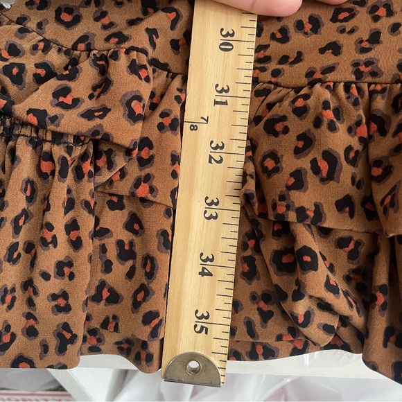 CeCe Leopard Print Dress Womens XL Short Sleeve Pullover Ruffle Hem V Neck - Picture 7 of 8